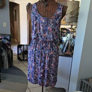 Kaileigh Ruffled Tiered Mini Dress in Purple and Blue